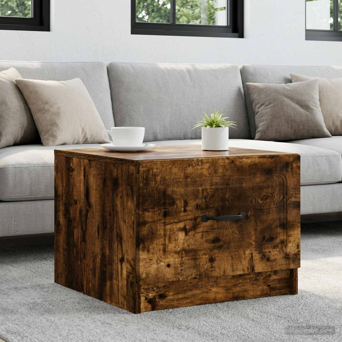 Coffee Table Smoked Oak 49 x 50 x 37 cm Engineered Wood