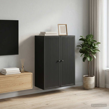 Wall-Mounted Cabinet Black 66 x 34.5 x 90 cm Engineered Wood