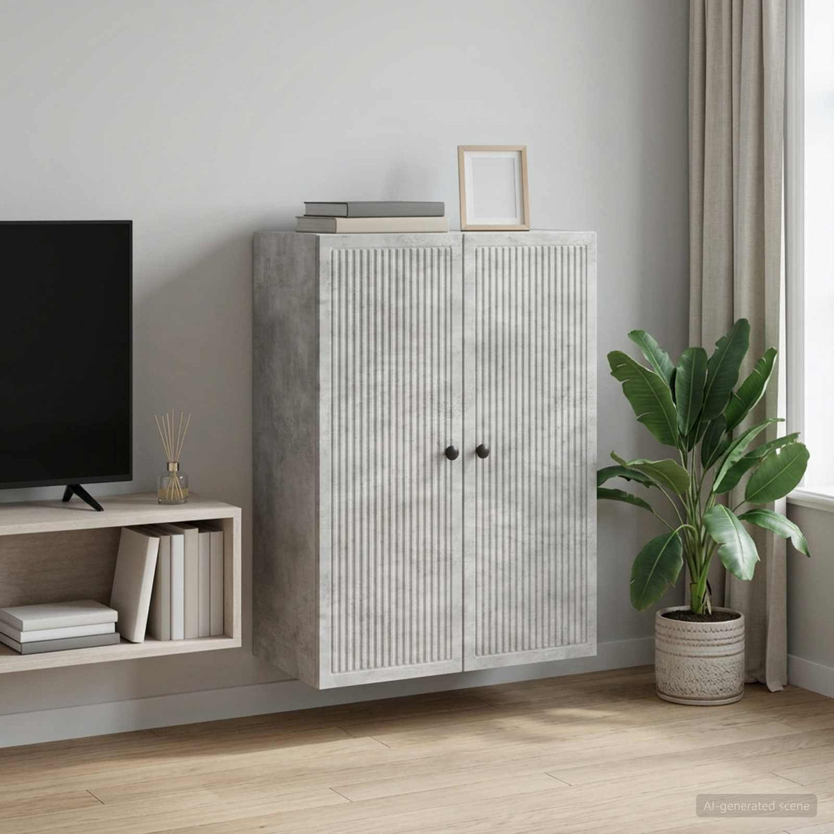 Wall-Mounted Cabinet Concrete Grey 66 x 34.5 x 90 cm
