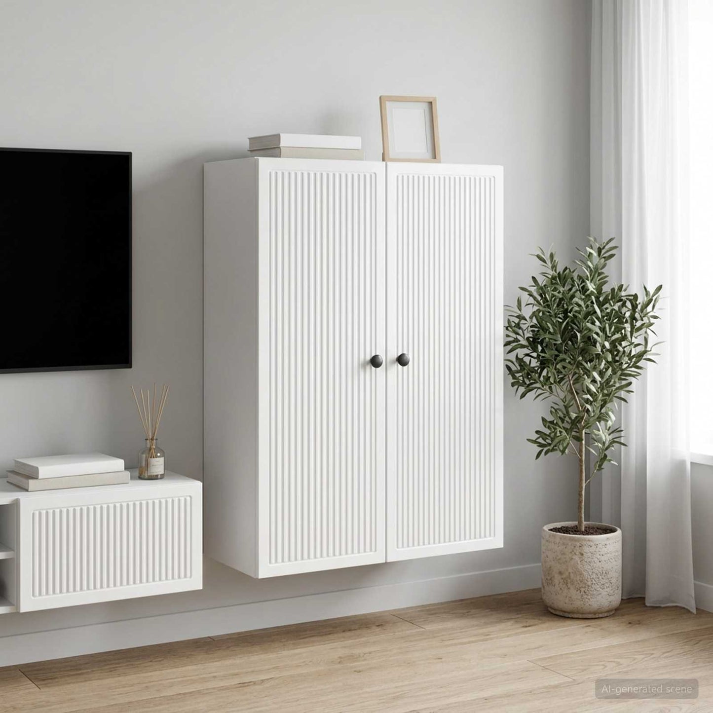 Wall-Mounted Cabinet High Gloss White 66 x 34.5 x 90 cm