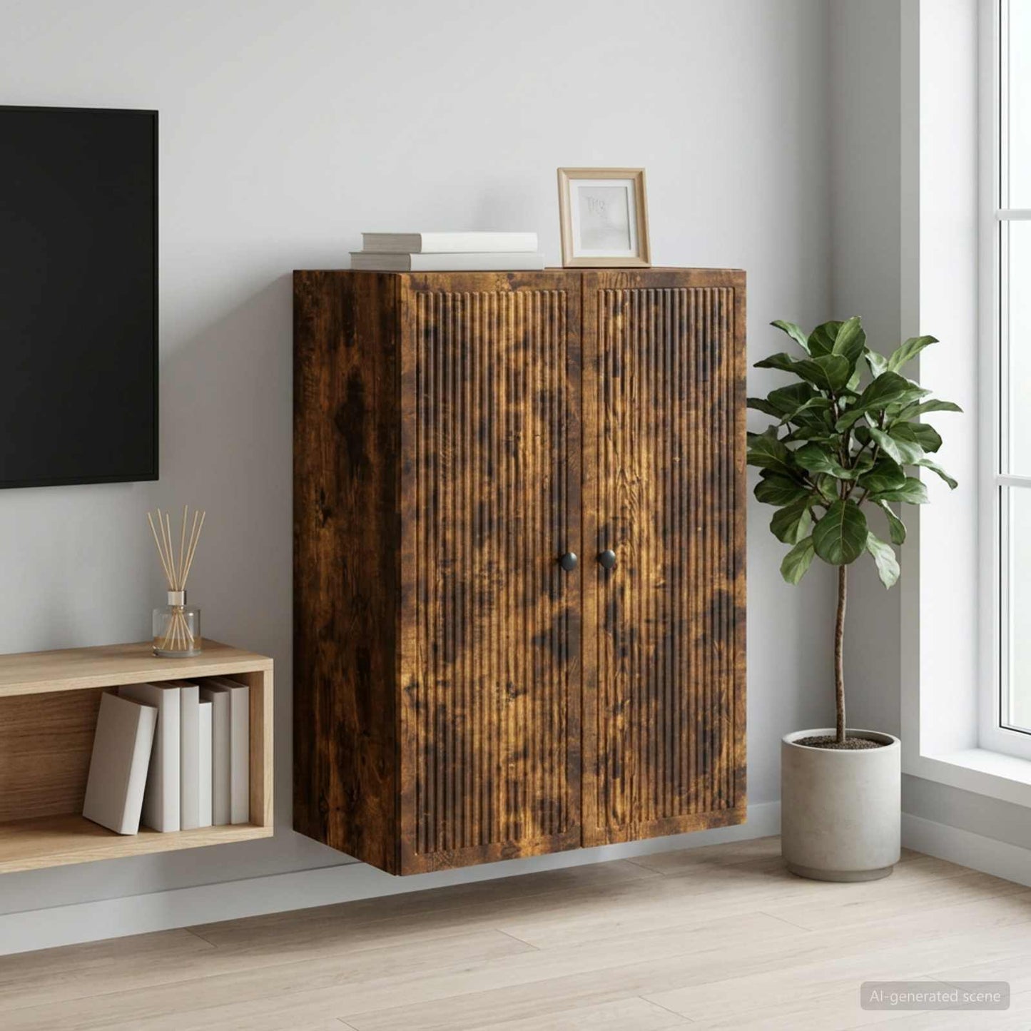 Wall-Mounted Cabinet Smoked Oak 66 x 34.5 x 90 cm