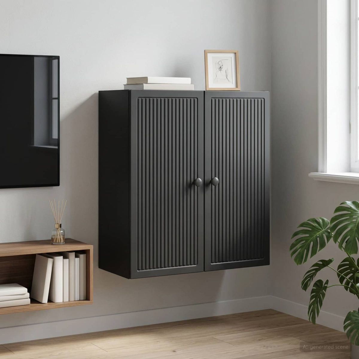 Wall-Mounted Cabinet Black 59 x 31 x 60 cm Engineered Wood