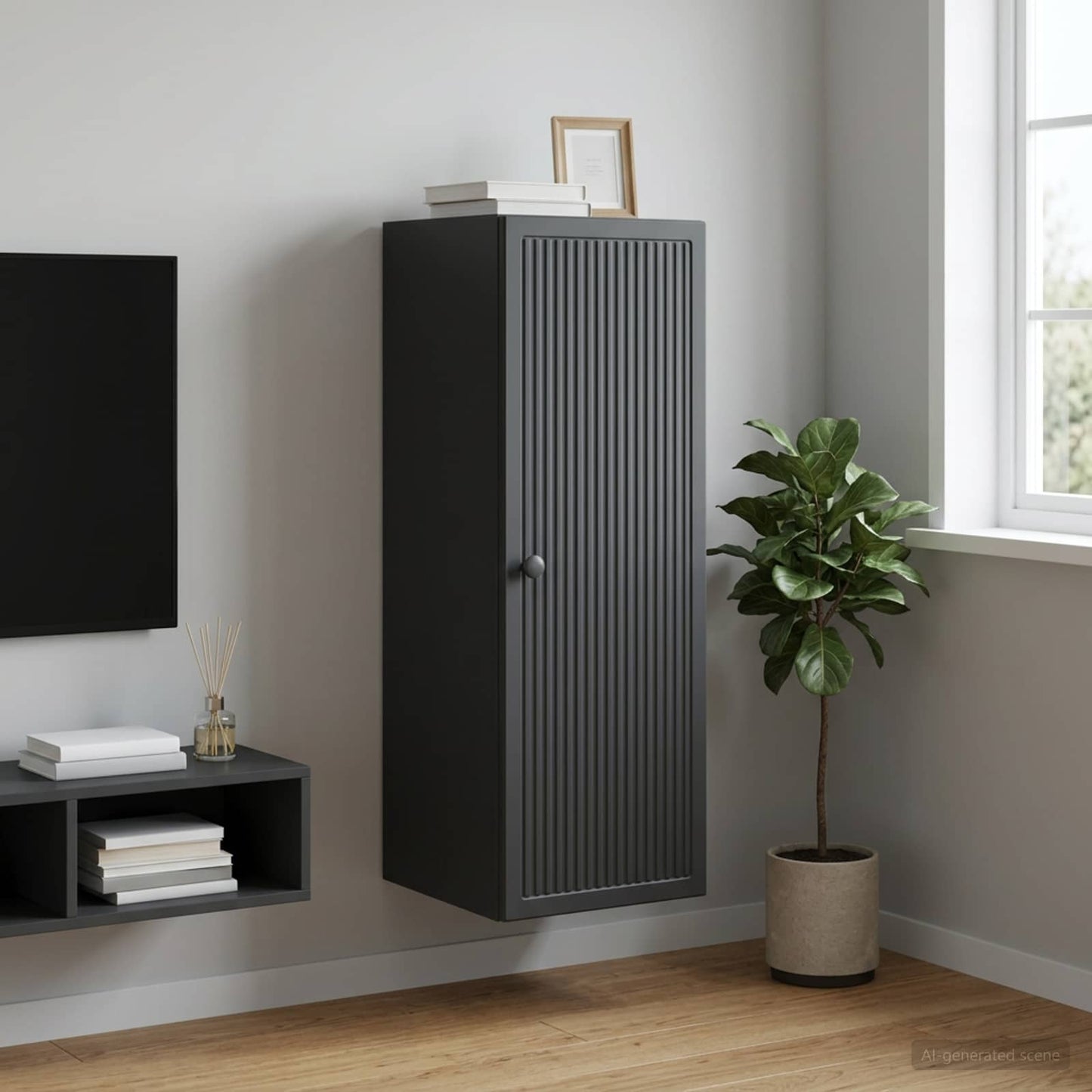 Wall-Mounted Cabinet Black 33 x 34.5 x 90 cm Engineered Wood