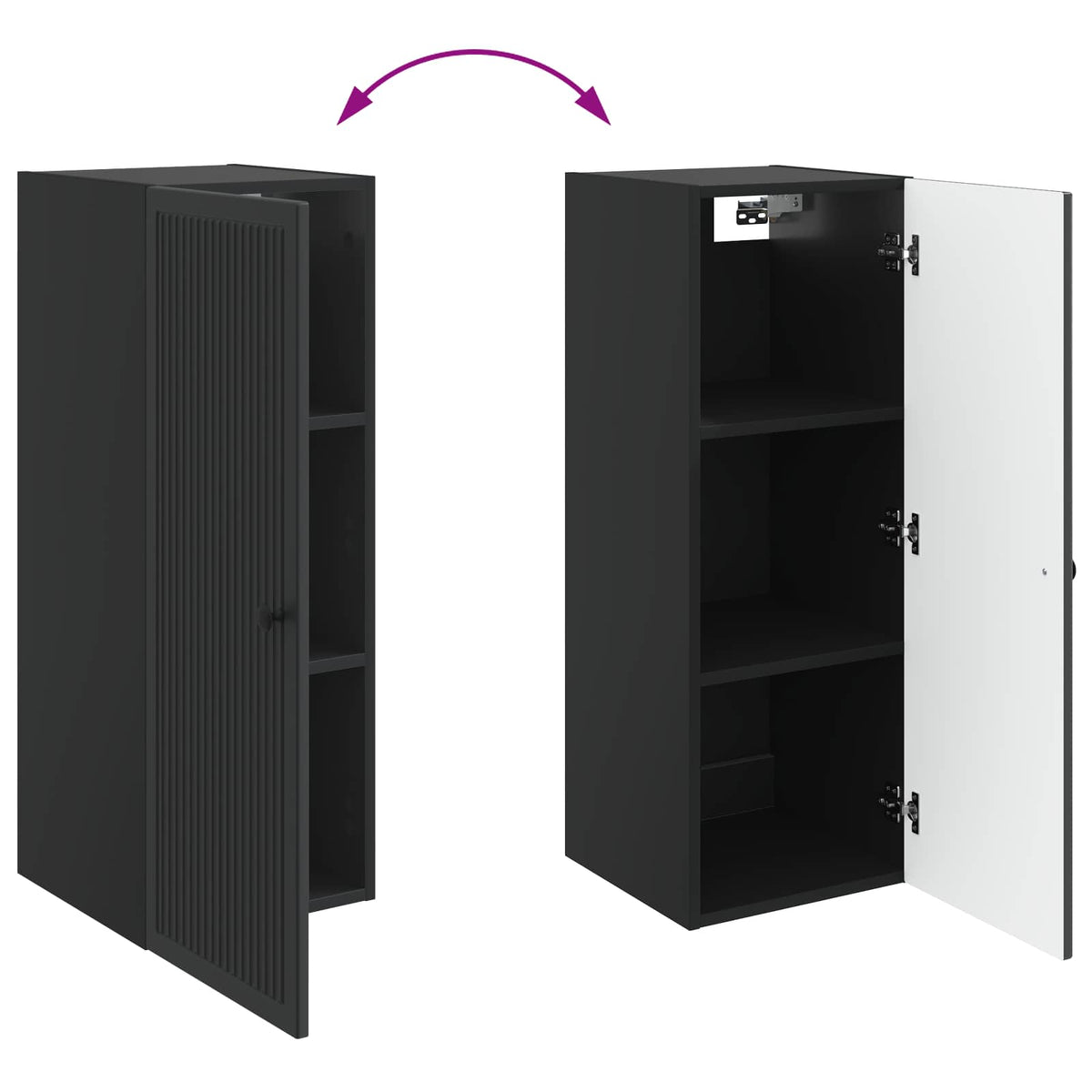 Wall-Mounted Cabinet Black 33 x 34.5 x 90 cm Engineered Wood