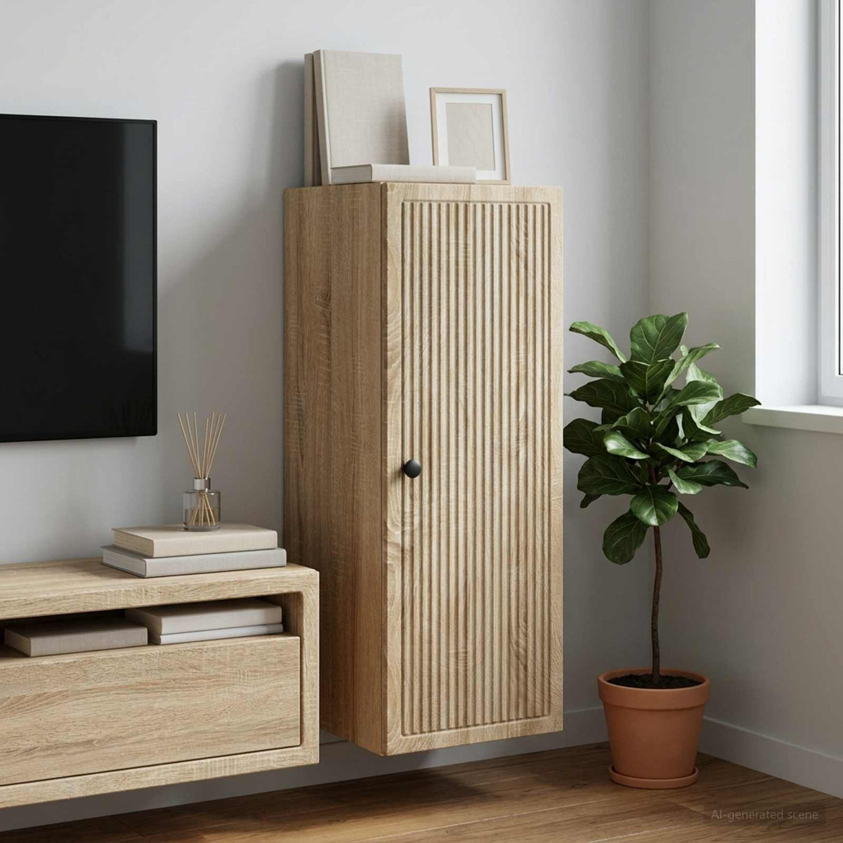Wall-Mounted Cabinet Sonoma Oak 33 x 34.5 x 90 cm