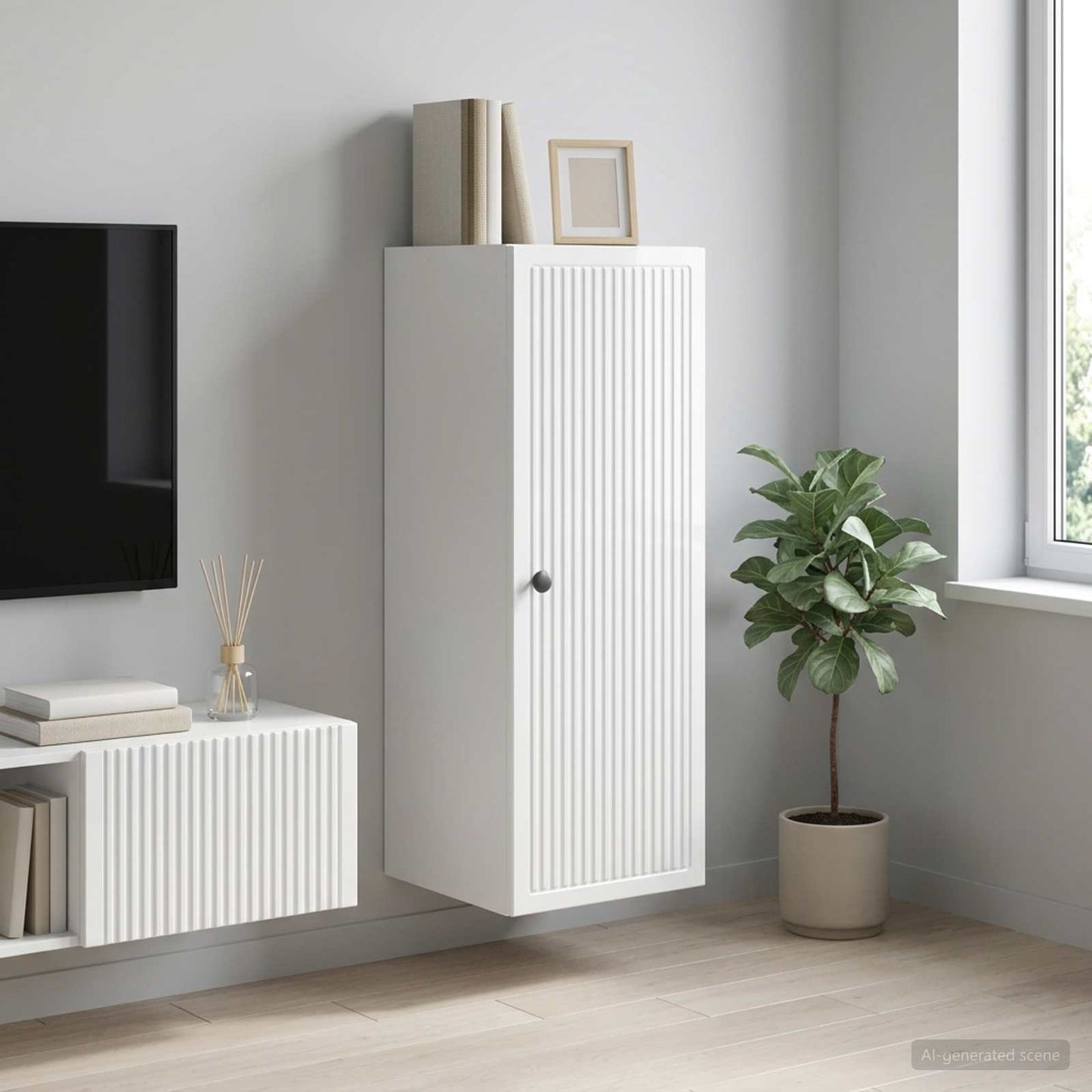Wall-Mounted Cabinet High Gloss White 33 x 34.5 x 90 cm