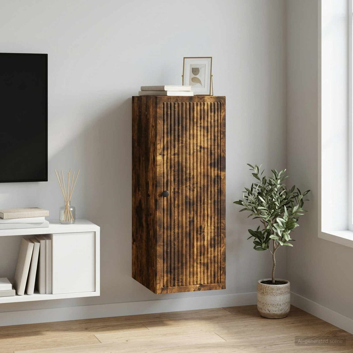 Wall-Mounted Cabinet Smoked Oak 33 x 34.5 x 90 cm