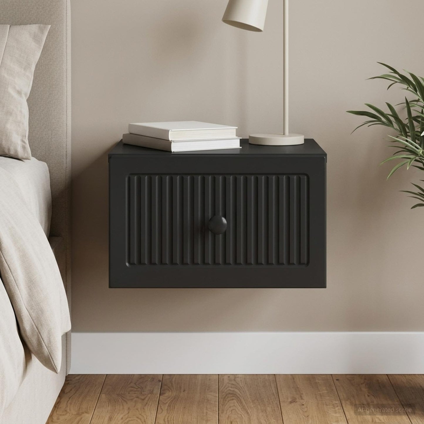 Wall-Mounted Bedside Cabinet Black 33 x 34.5 x 20 cm