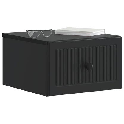Wall-Mounted Bedside Cabinet Black 33 x 34.5 x 20 cm