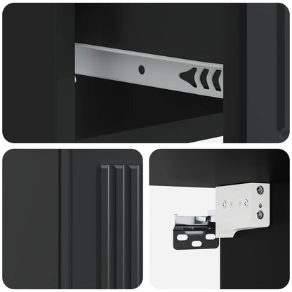 Wall-Mounted Bedside Cabinet 2 pcs Black 33 x 34.5 x 20 cm