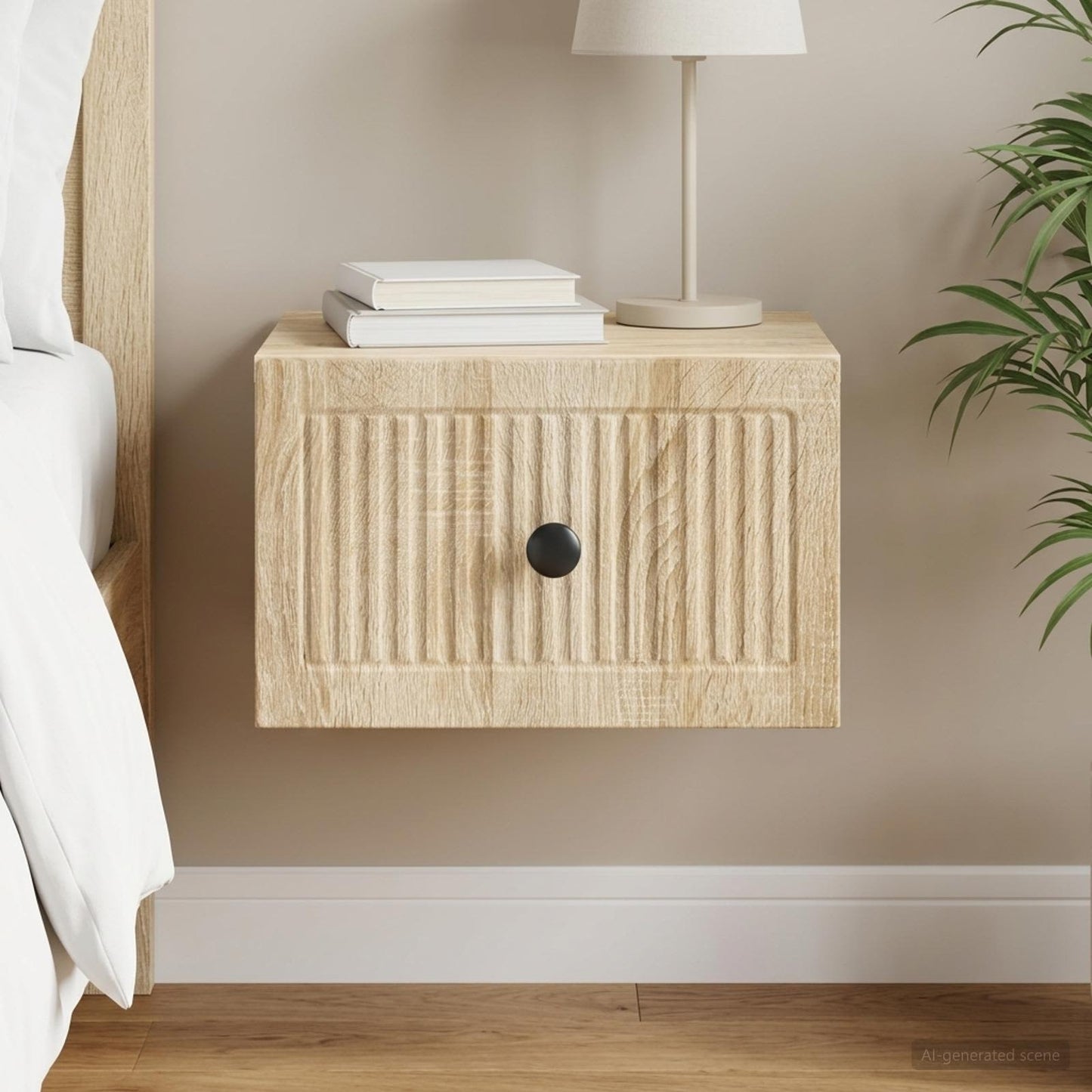 Wall-Mounted Bedside Cabinet Sonoma Oak 33 x 34.5 x 20 cm