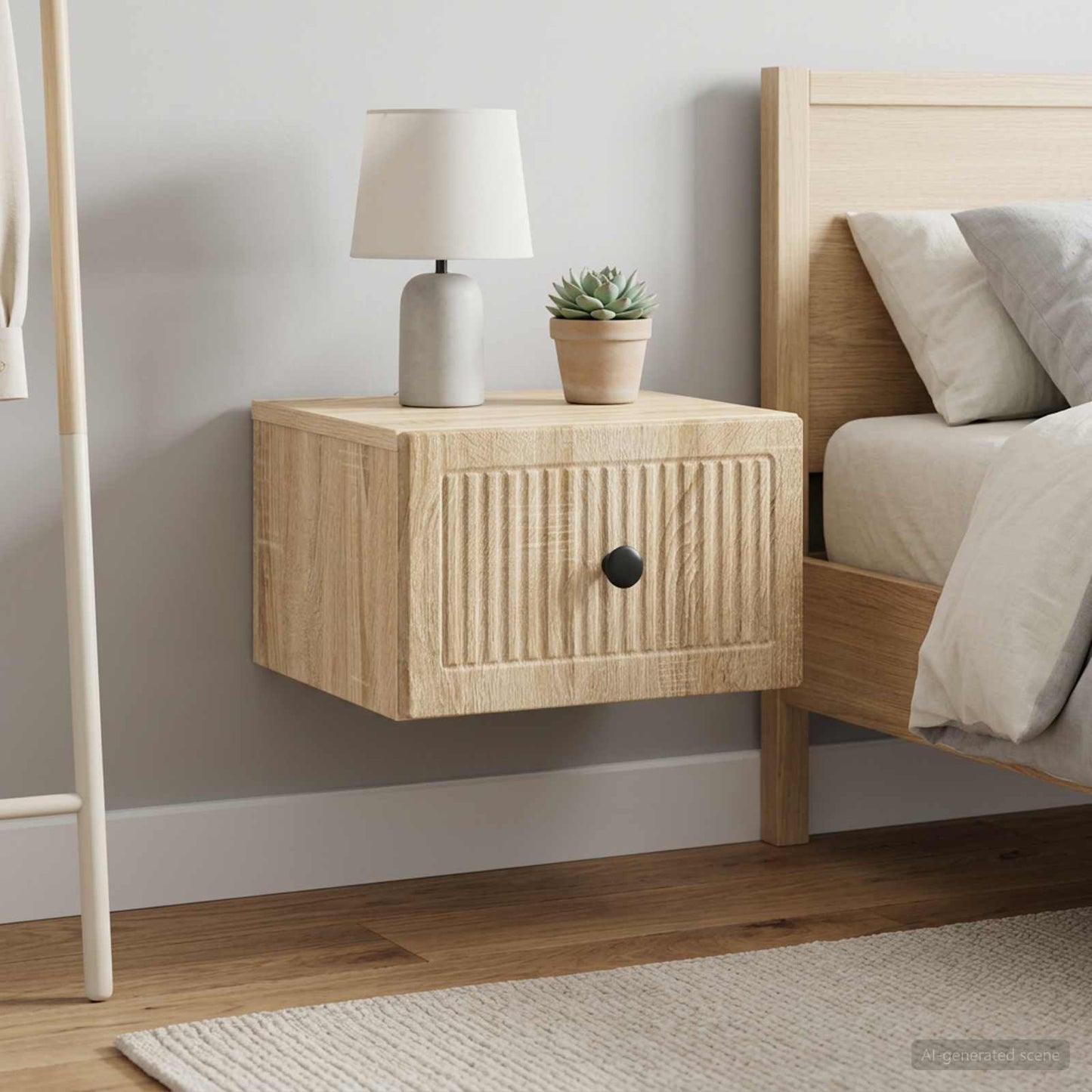 Wall-Mounted Bedside Cabinet 2 pcs Sonoma Oak 33 x 34.5 x 20 cm