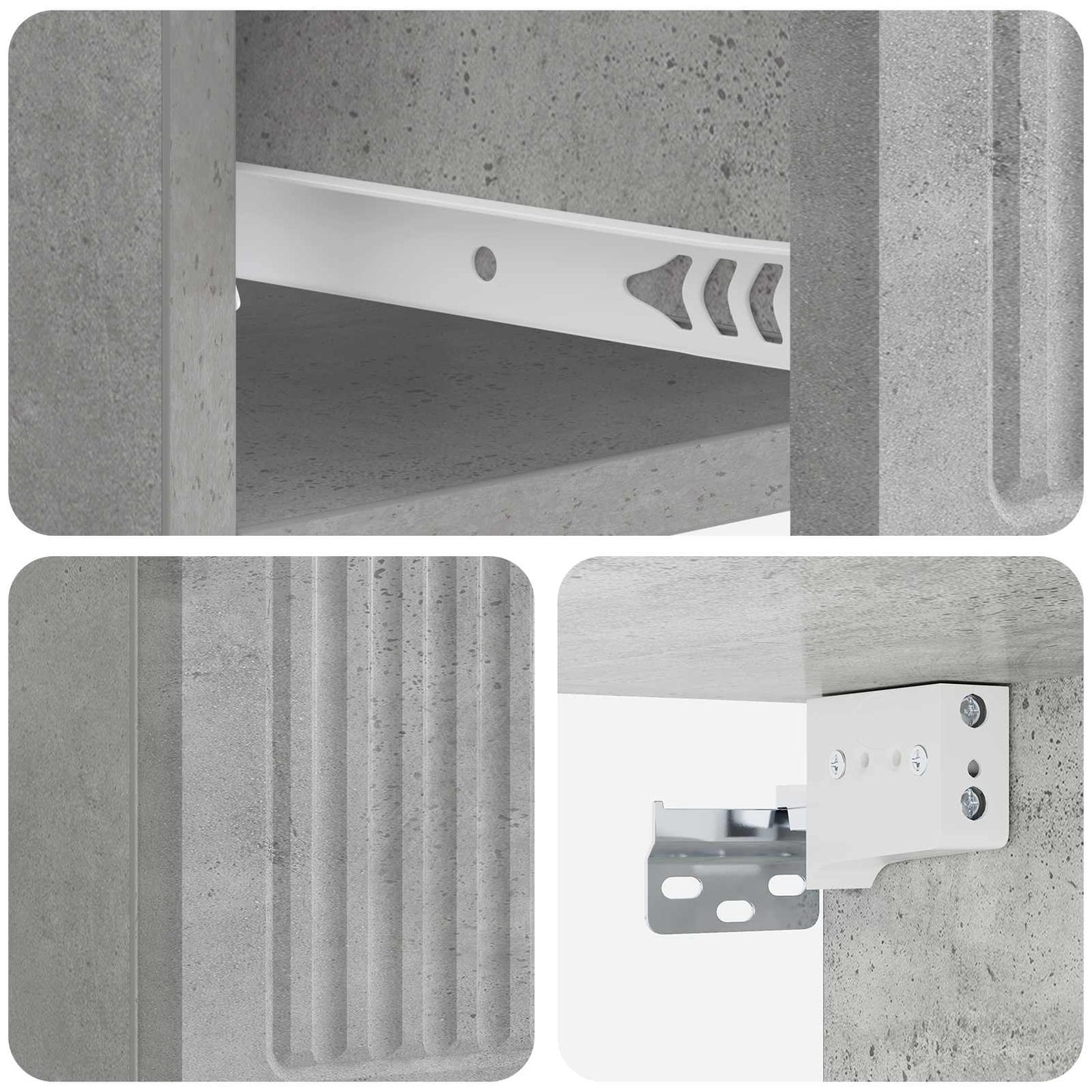 Wall-Mounted Bedside Cabinet Concrete Grey 33 x 34.5 x 20 cm