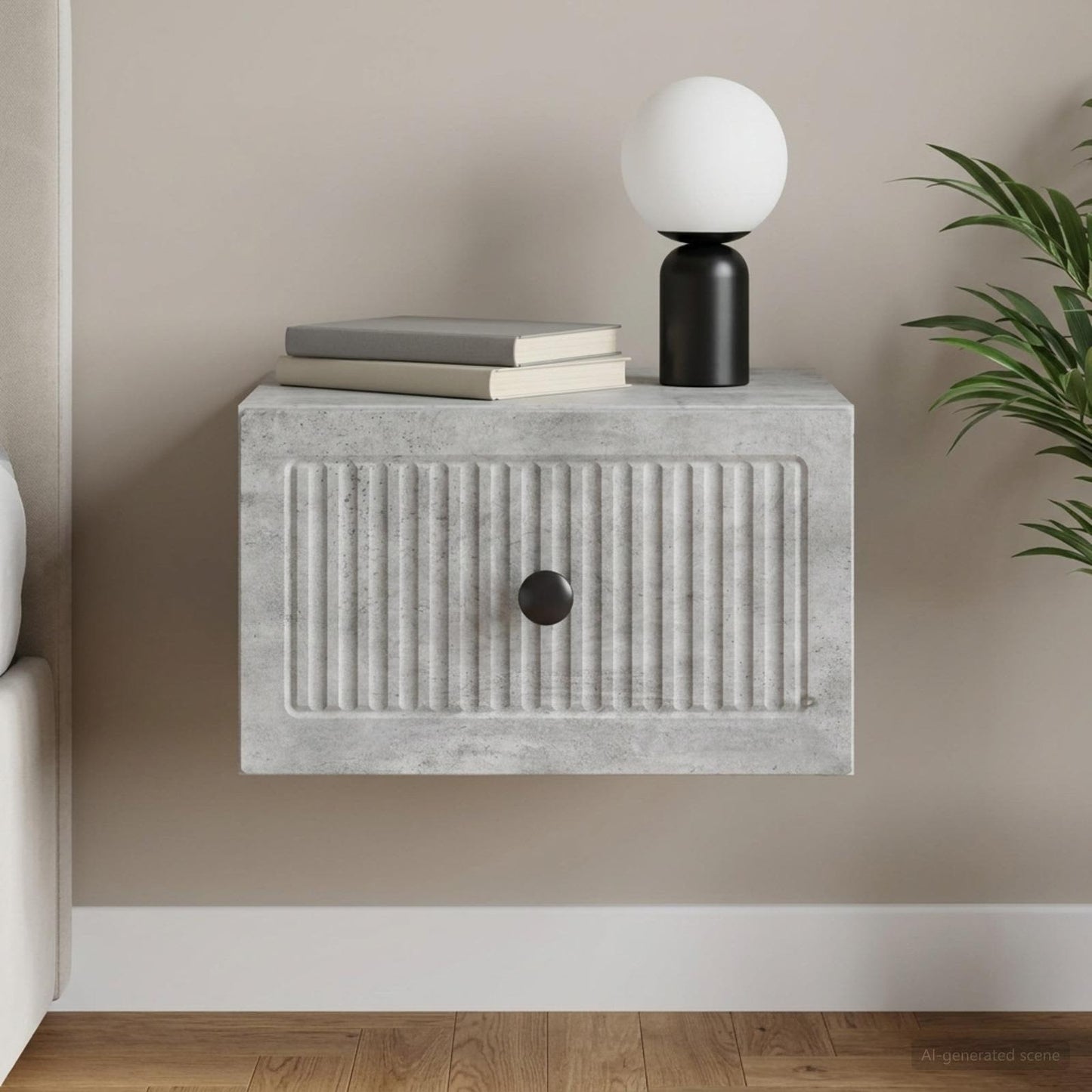 Wall-Mounted Bedside Cabinet Concrete Grey 33 x 34.5 x 20 cm