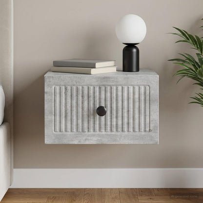 Wall-Mounted Bedside Cabinet Concrete Grey 33 x 34.5 x 20 cm