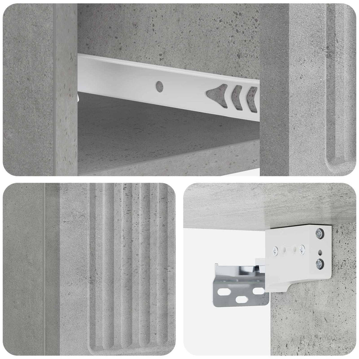 Wall-Mounted Bedside Cabinet 2 pcs Concrete Grey