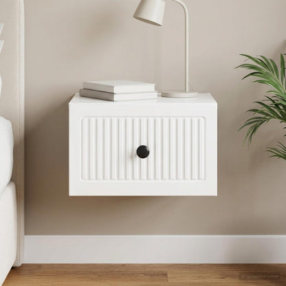 Wall-Mounted Bedside Cabinet High Gloss White 33 x 34.5 x 20 cm