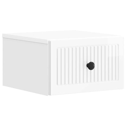 Wall-Mounted Bedside Cabinet High Gloss White 33 x 34.5 x 20 cm