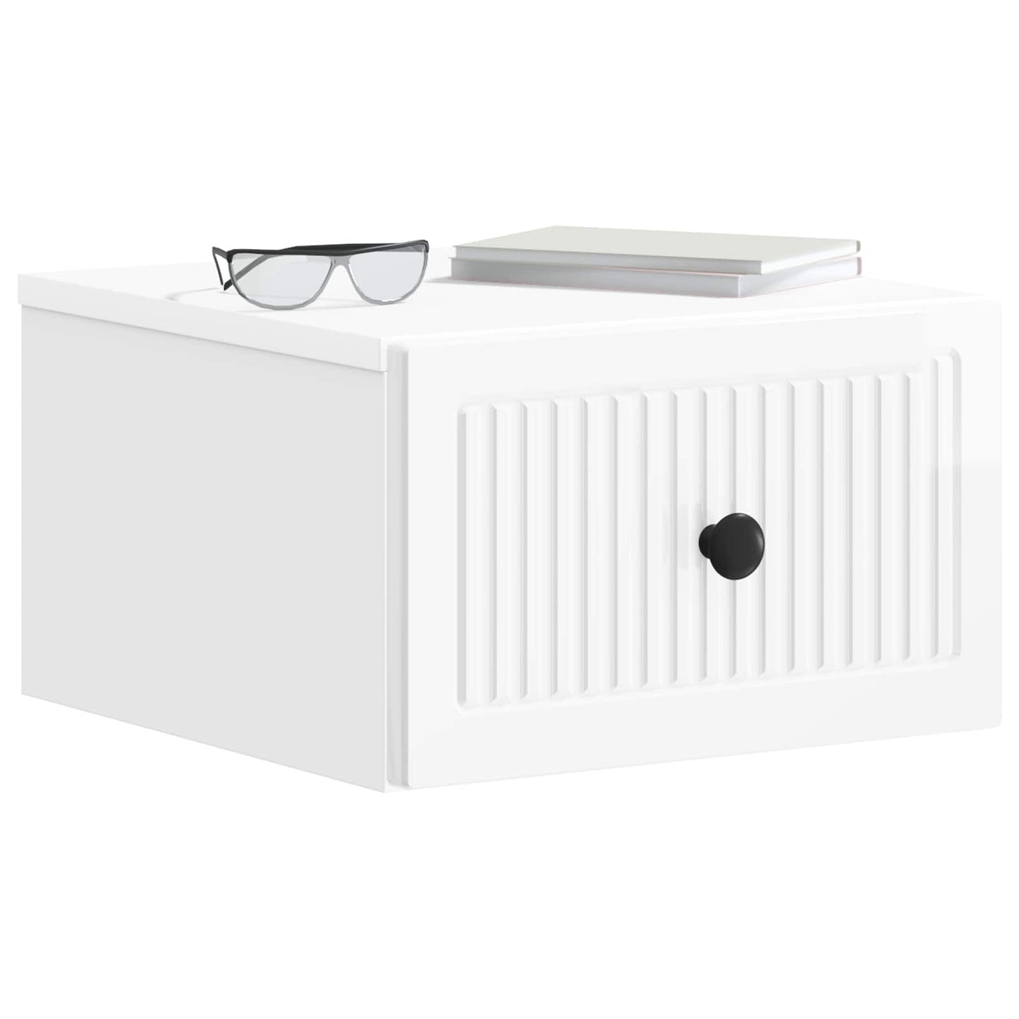 Wall-Mounted Bedside Cabinet High Gloss White 33 x 34.5 x 20 cm