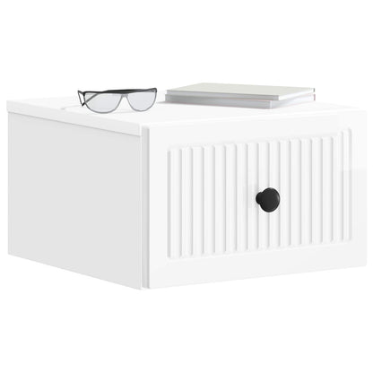 Wall-Mounted Bedside Cabinet High Gloss White 33 x 34.5 x 20 cm