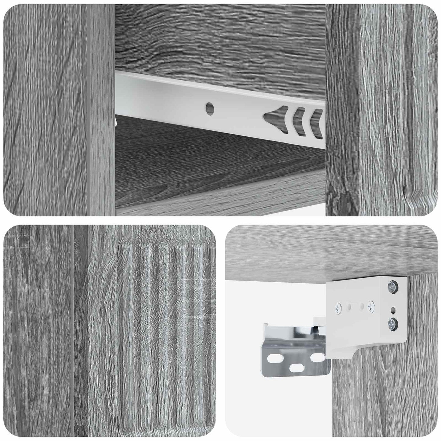 Wall-Mounted Bedside Cabinet Grey Sonoma 33 x 34.5 x 20 cm