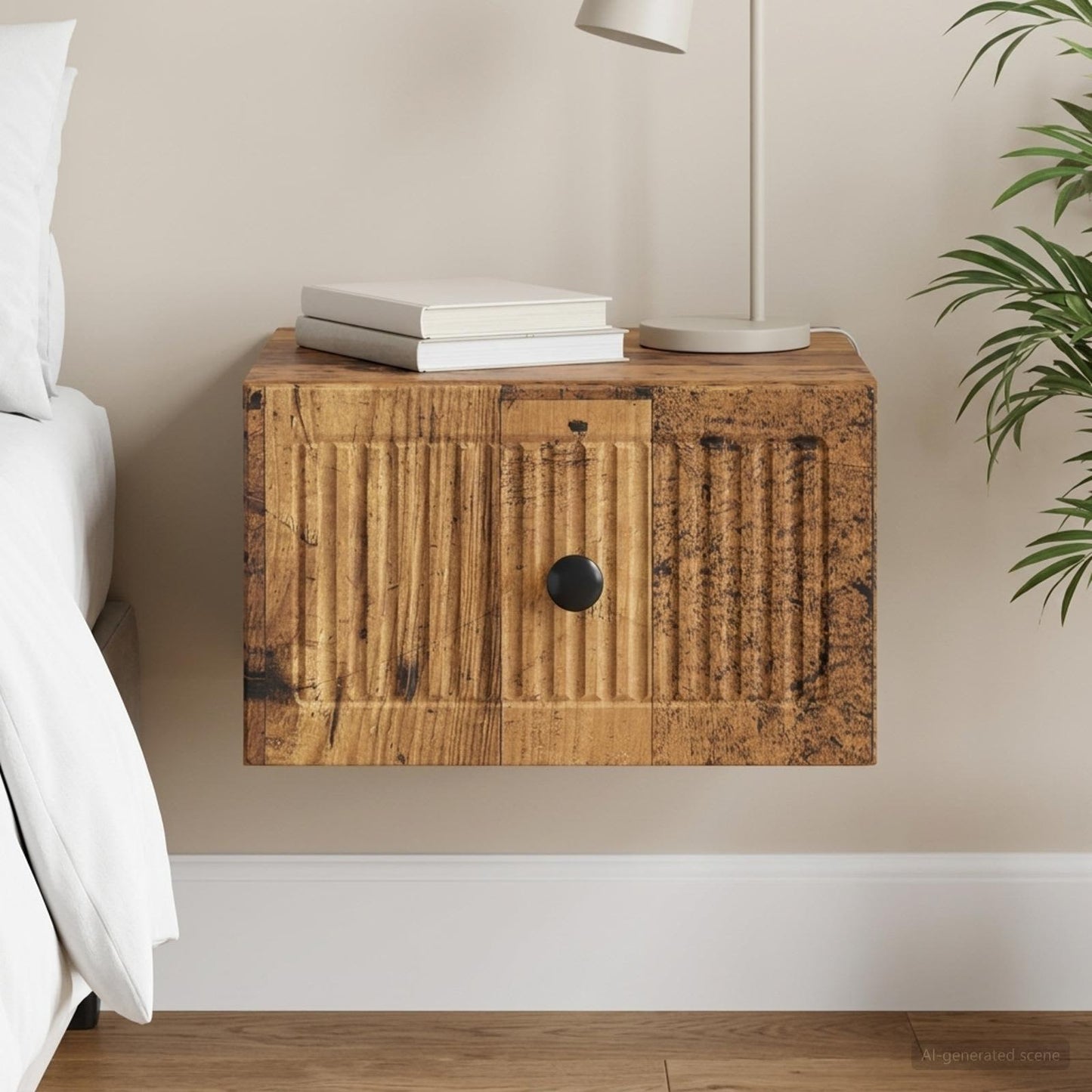 Wall-Mounted Bedside Cabinet Old Wood 33 x 34.5 x 20 cm