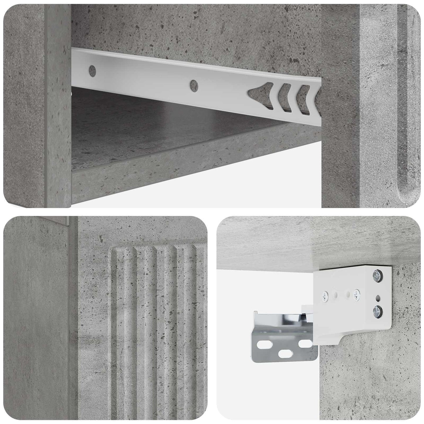 Bedside Cabinet Concrete Grey 49 x 34.5 x 20 cm Engineered Wood