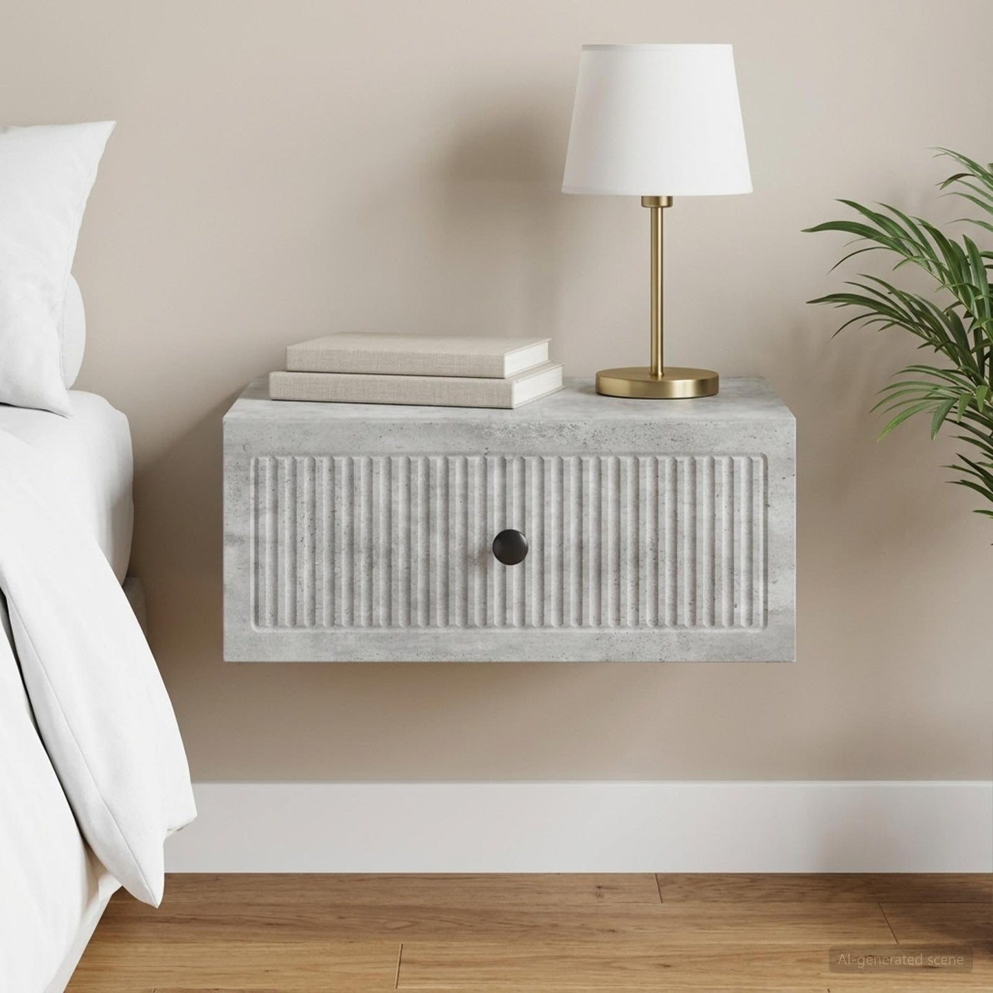 Bedside Cabinet Concrete Grey 49 x 34.5 x 20 cm Engineered Wood