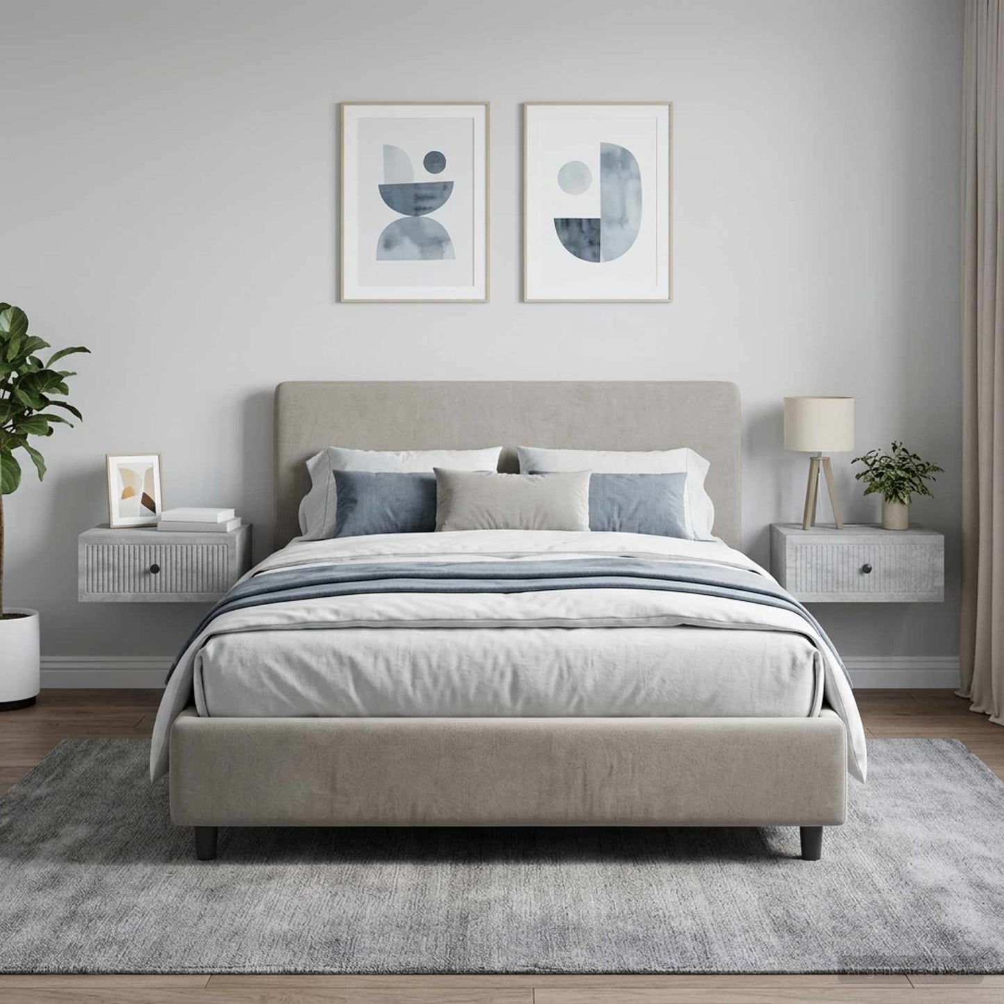 Bedside Cabinet 2 pcs Concrete Grey 49 x 34.5 x 20 cm