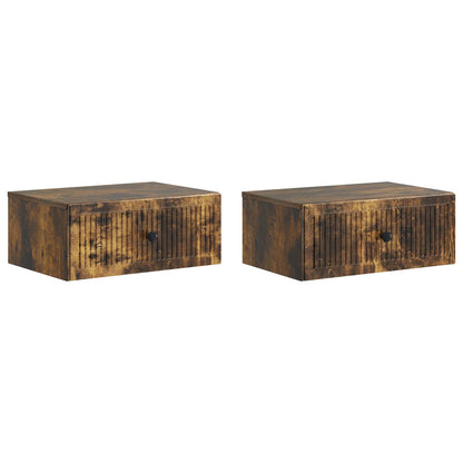Bedside Cabinet with Drawer 2 pcs Smoked Oak 49 x 34.5 x 20 cm
