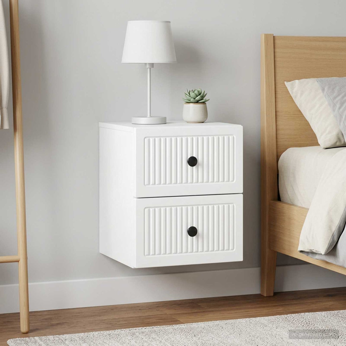 Wall-Mounted Bedside Cabinet 2 pcs White 33 x 34.5 x 40 cm