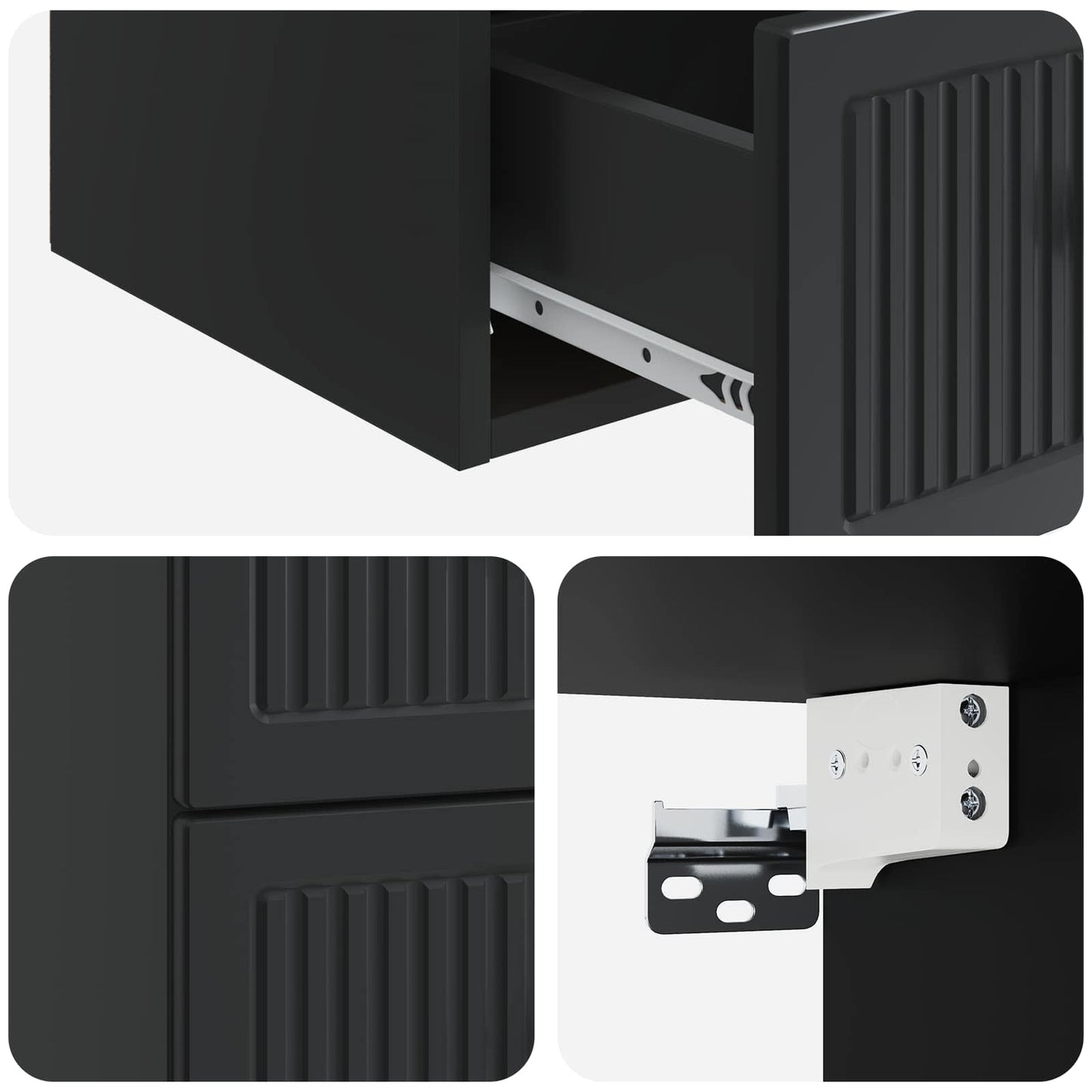 Wall-Mounted Bedside Cabinet Black 33 x 34.5 x 40 cm