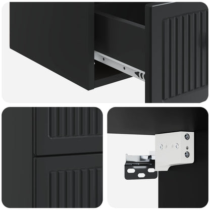 Wall-Mounted Bedside Cabinet Black 33 x 34.5 x 40 cm