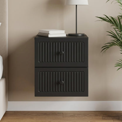 Wall-Mounted Bedside Cabinet Black 33 x 34.5 x 40 cm