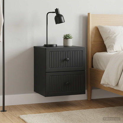 Wall-Mounted Bedside Cabinet 2 pcs Black 33 x 34.5 x 40 cm