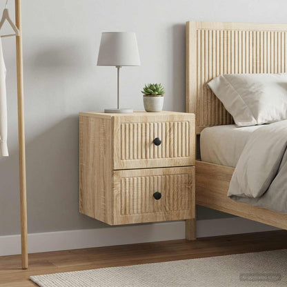 Wall-Mounted Bedside Cabinet 2 pcs Sonoma Oak 33 x 34.5 x 40 cm