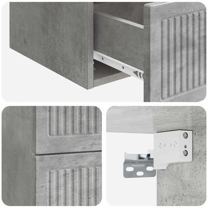 Wall-Mounted Bedside Cabinet Concrete Grey 33 x 34.5 x 40 cm