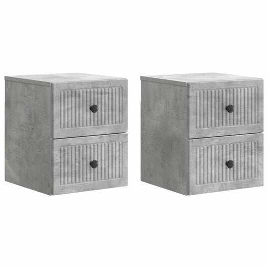 Wall-Mounted Bedside Cabinet 2 pcs Concrete Grey