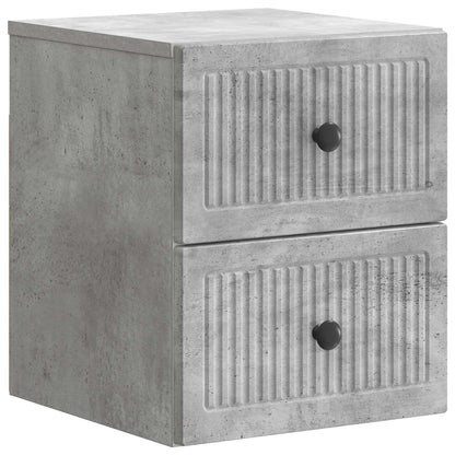 Wall-Mounted Bedside Cabinet with Drawer 2 pcs Concrete Grey