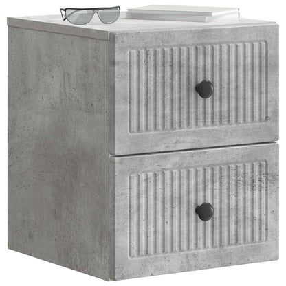 Wall-Mounted Bedside Cabinet with Drawer 2 pcs Concrete Grey