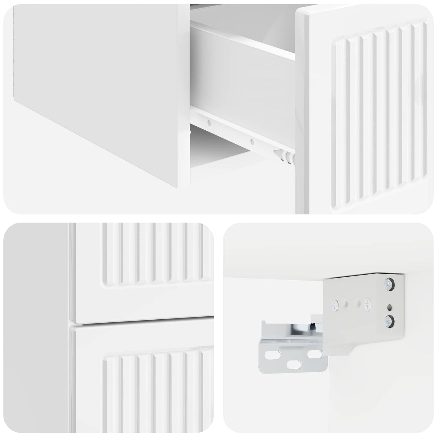 Wall-Mounted Bedside Cabinet High Gloss White 33 x 34.5 x 40 cm