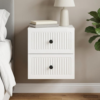Wall-Mounted Bedside Cabinet High Gloss White 33 x 34.5 x 40 cm