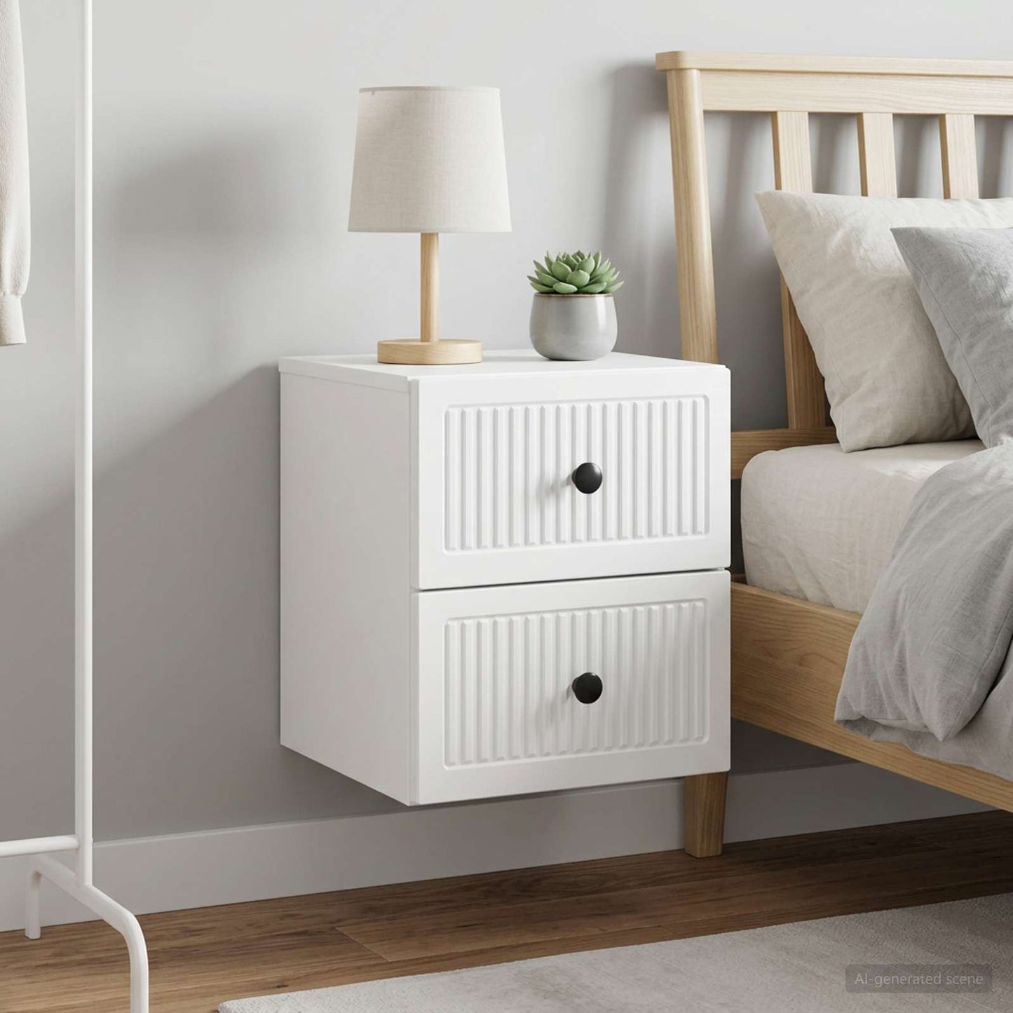 Wall-Mounted Bedside Cabinet 2 pcs High Gloss White