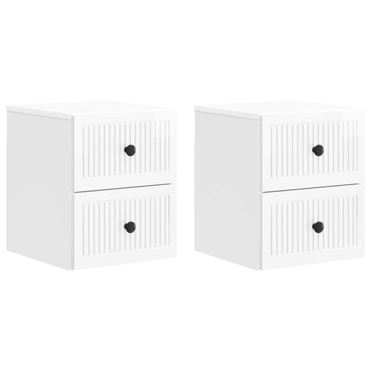 Wall-Mounted Bedside Cabinet 2 pcs High Gloss White
