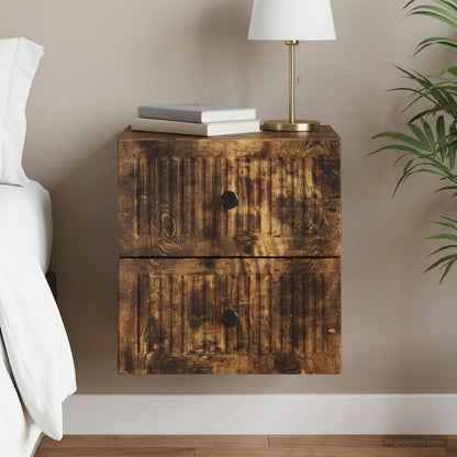Wall-Mounted Bedside Cabinet Smoked Oak 33 x 34.5 x 40 cm