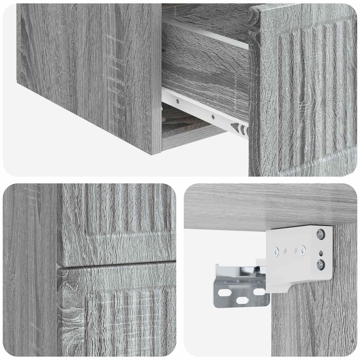 Wall-Mounted Bedside Cabinet Grey Sonoma 33 x 34.5 x 40 cm