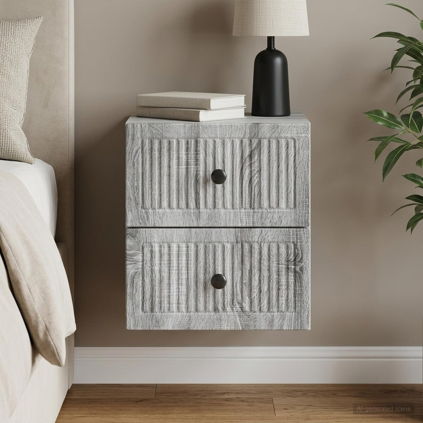 Wall-Mounted Bedside Cabinet Grey Sonoma 33 x 34.5 x 40 cm