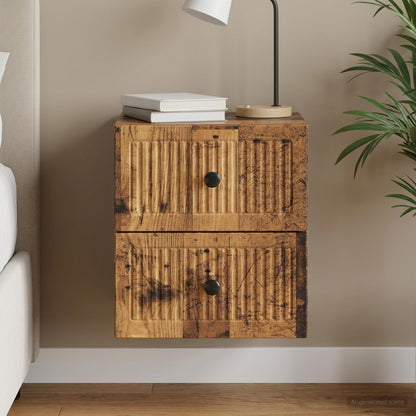 Wall-Mounted Bedside Cabinet Old Wood 33 x 34.5 x 40 cm