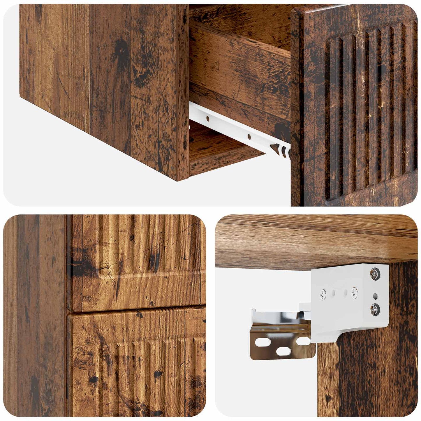 Wall-Mounted Bedside Cabinet 2 pcs Old Wood 33 x 34.5 x 40 cm
