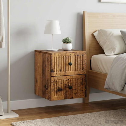 Wall-Mounted Bedside Cabinet 2 pcs Old Wood 33 x 34.5 x 40 cm